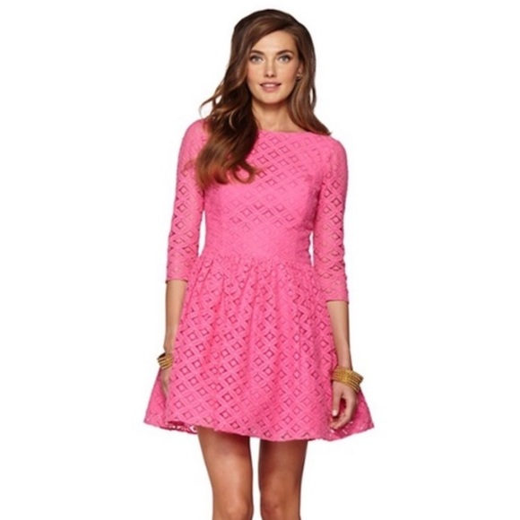 Lilly Pulitzer Dresses & Skirts - Lilly Pulitzer Lori Pink Lace Fit & Flare Dress 6